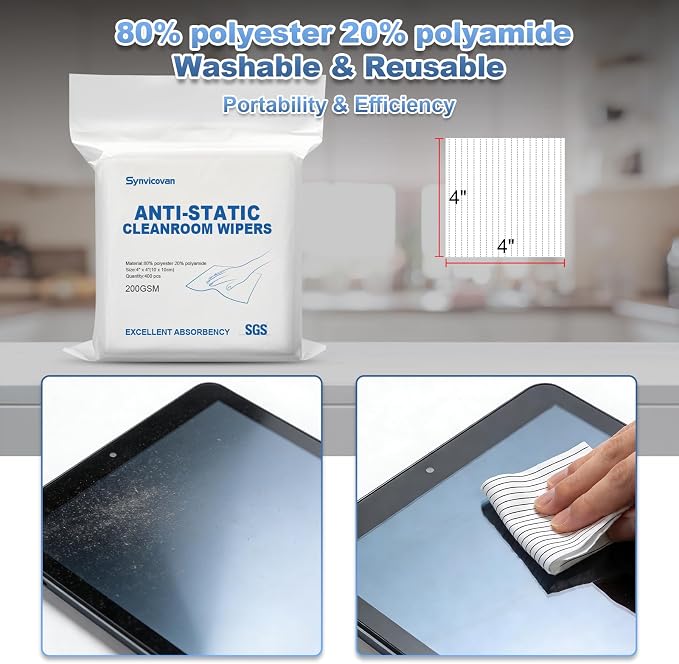 Anti-Static Microfiber Wipes 4"x4" Lint Free Cloths Reusable Special ESD - Image 3