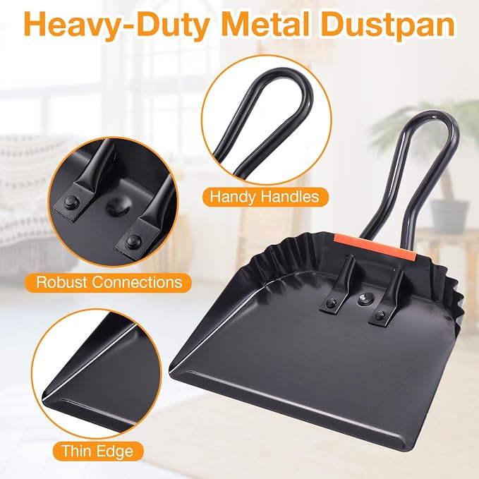 Mumufy 4 Pack Industrial Metal Dustpan 12" Heavy Duty Dust Pan - Image 3