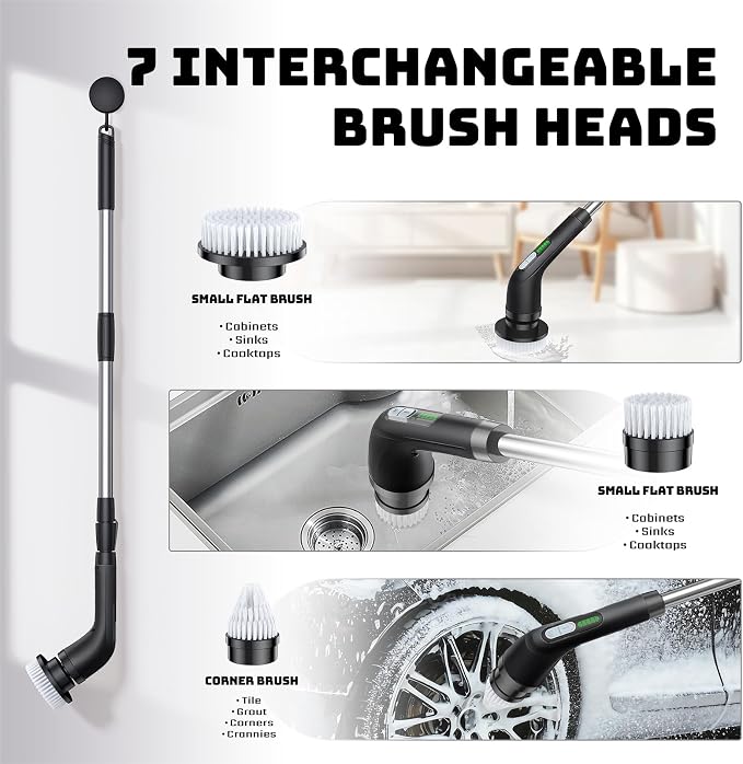 Electric Spin Scrubber, Powerful 2-Speed Cleaning Brush, IPX7 Waterproof - Image 7