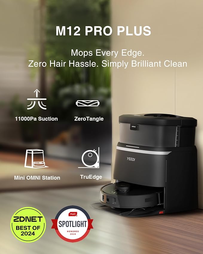 Yeedi M12 PRO+ Robot Vacuum and Mop, 11000Pa Strong Suction, ZeroTangle - Image 2