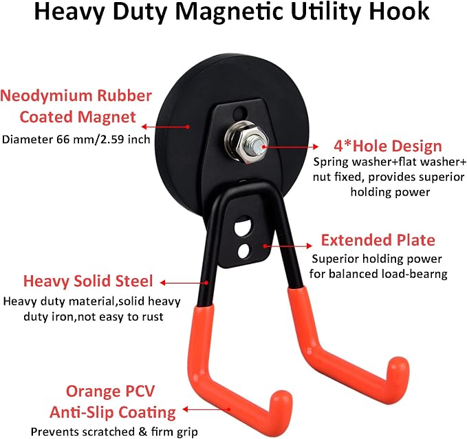 ULIBERMAGNET Heavy Duty Magnetic Garage Hooks, Strong Large Magnet Hooks - Image 6