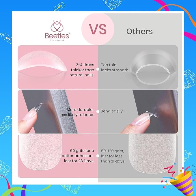 Beetles Soft Gel Nail Tips Short Almond 288pcs in 12 Sizes, Etch-X Pre-Etched - Image 4
