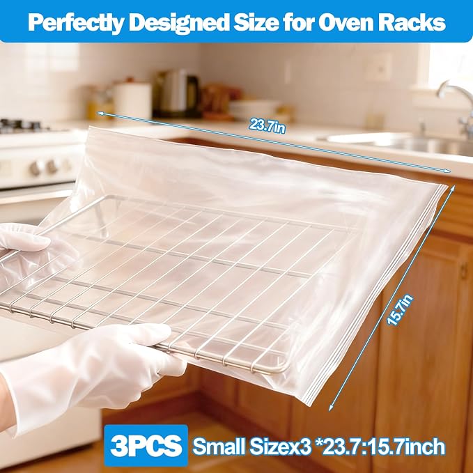 XANGNIER 3 Pack No Scrub Oven Rack Cleaning Bags 23.7*15.7 in, No Cleaner - Image 8