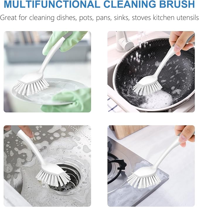 SetSail Dish Brush with Handle, 2 Pack Stiff Bristles Dish Scrubber with - Image 6