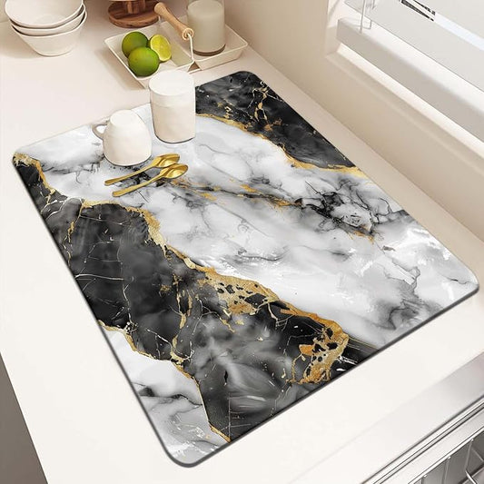 MCALK Marble Black Dish Drying Mat by MCALK