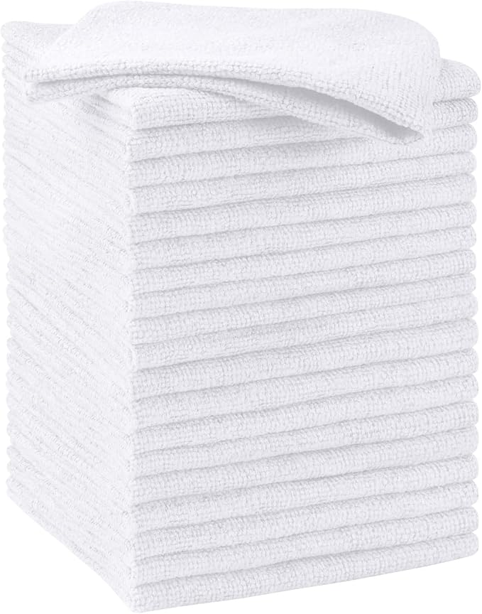 HOMEXCEL White Microfiber Cleaning Cloths, 20 Pack Cleaning Rags by HOMEXCEL
