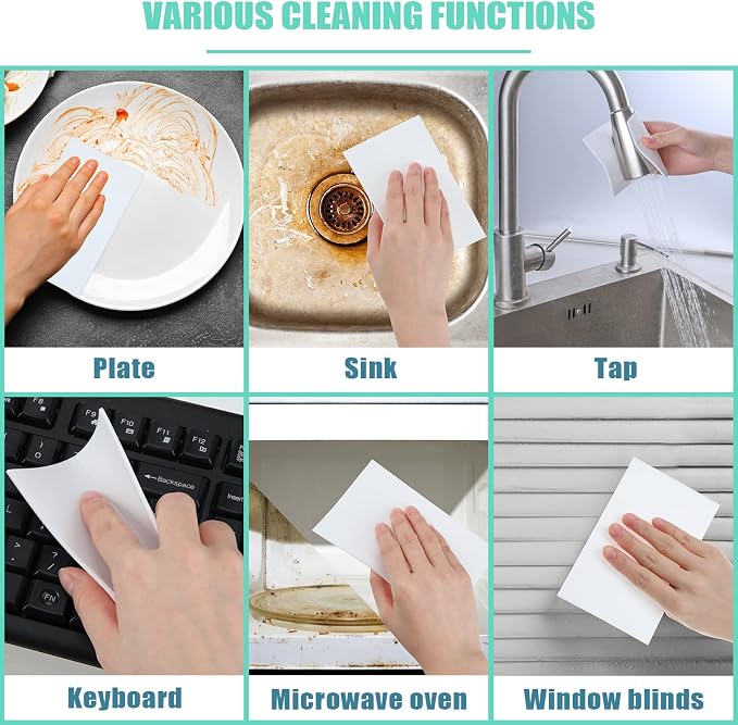 200 Pack Eraser Sheets Disposable Cleaning Sponge Thin Foam Sponge Nano White - Image 5