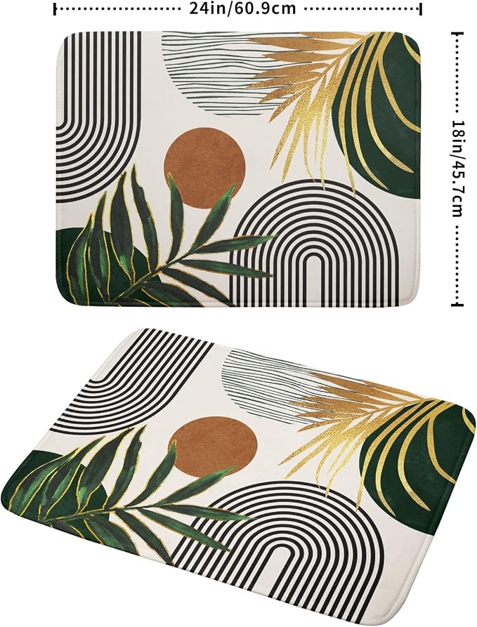 Boho Leaves Dish Drying Mat 18x24 inch Mid Century Absorbent Drainer Rack Mats - Image 2