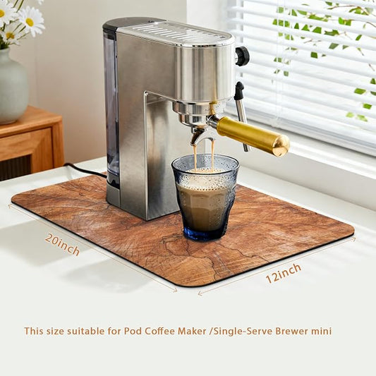Coffee Machine Mat 20x12 Inch, Wood Grain Slices Design, Absorbent Hide Stain - Image 2