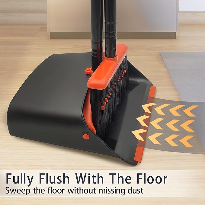 Broom and Dustpan Set for Home, JEHONN Long Handle Lightweight Indoor Broom Set - Image 4