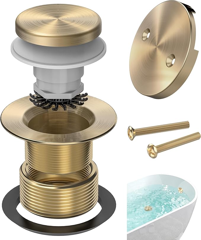 Brushed Gold Tub Drain Kit by AllProducts