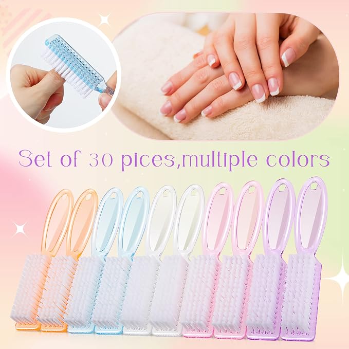Patelai 30 Pcs Nail Scrubber Brushes Bulk Handle Grip Manicure Brushes - Image 5