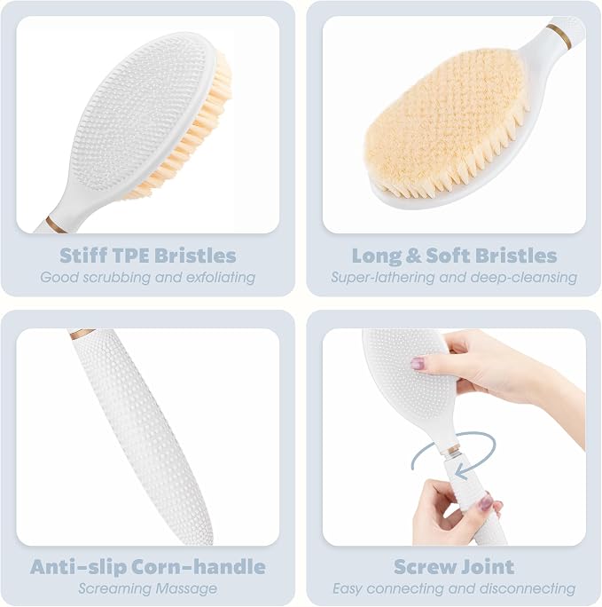 New Foot Brush & Back Scrubber Set 2PCS, 10.2''- 27.5'' Adjustable Foot Scrubber - Image 6