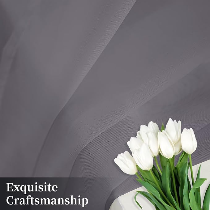 Sheer Curtains 54 Inches Long 2 Panels, Rod Pocket Short Curtain for Kitchen, Bedroom, Cafe Window(Grey 38" W x 54" L)
