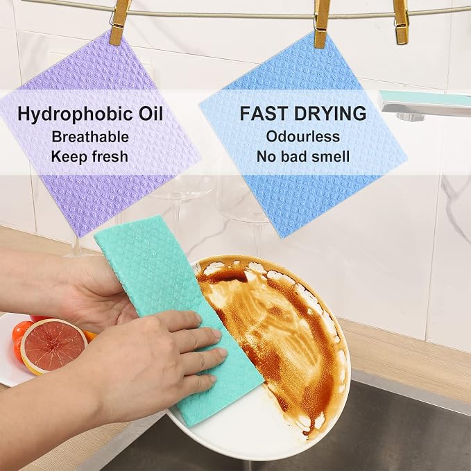 10 Packs Swedish Dishcloths for Kitchen, Reusable Paper Towels Compostable - Image 3
