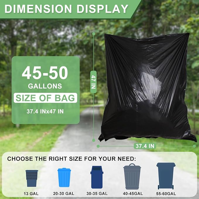 45-50 Gallon Black Trash Bags 120 Count - Image 3