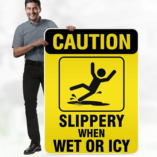 Caution Slippery When Wet Sign or ICY Sign, Indoor/Outdoor Use, USA MADE By My by MySignCenter