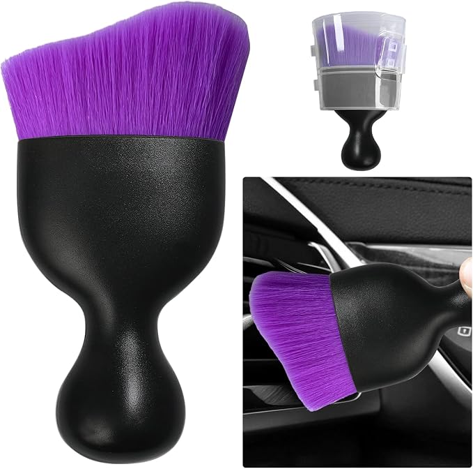 Ziciner Car Detailing Brush, Curved Soft Bristles Auto Removal Dust Collectors by Ziciner