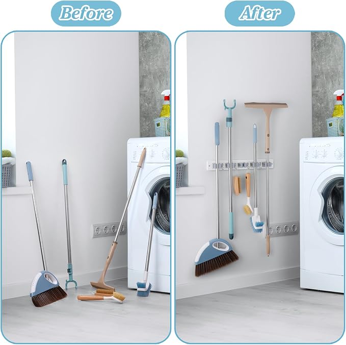 White Broom Holder Wall Mount - Image 5