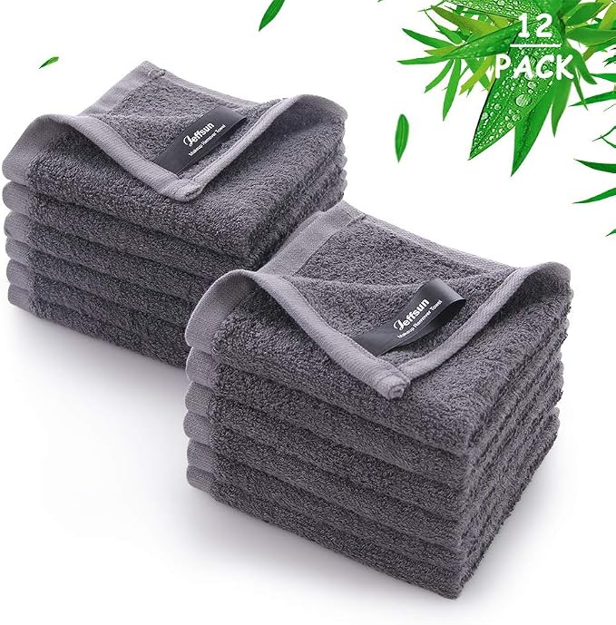 Wash Cloths 12 Pack, Super Soft and Skin Friendly Face Towel by Jeffsun