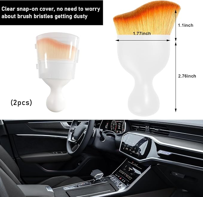 Ziciner 2 PCS Car Detailing Brush, Curved Soft Bristles Auto Removal Dust - Image 2