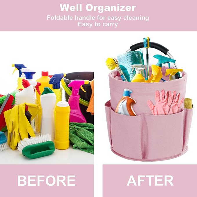 Cleaning Caddy with Handle, Cleaning Products Organiser, 17L Foldable Storage - Image 3