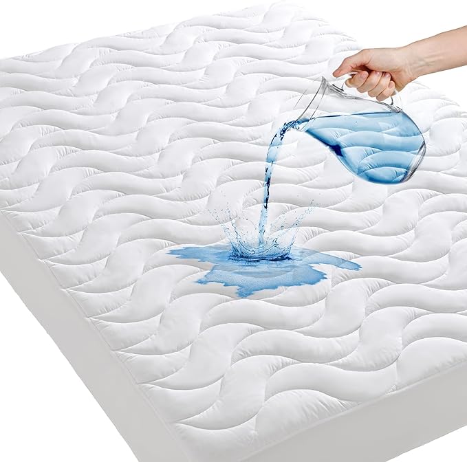 GRT Twin Mattress Protector, 100% Waterproof Mattress Protector Twin with Dual-Layers Protection, Noiseless Quilted Fitted Mattress Pad Cover with 8"-26" Deep Pocket