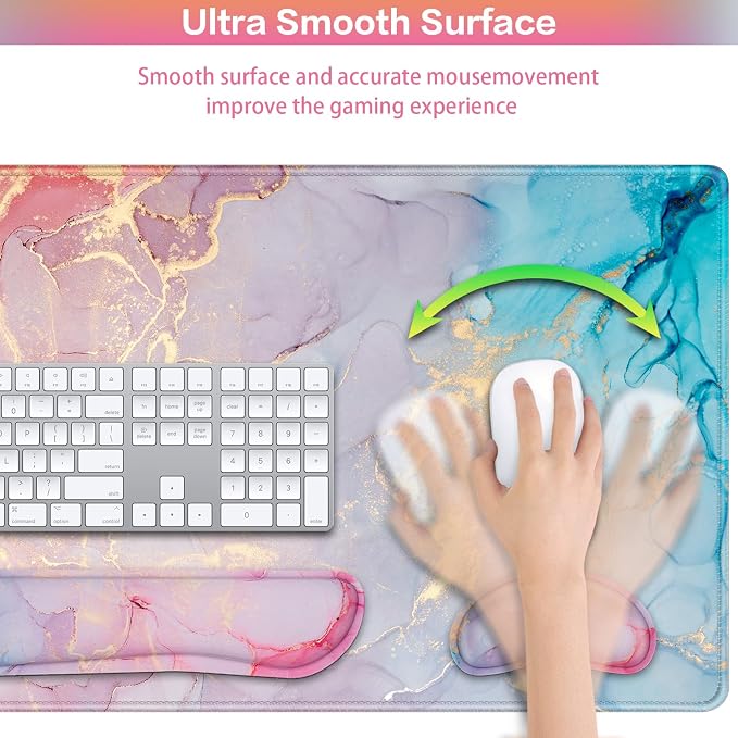 Mouse Pad Pink, Mouse Pad with Wrist Rest, 4-in-1 XXL Extended Large Desk Mat - Image 4