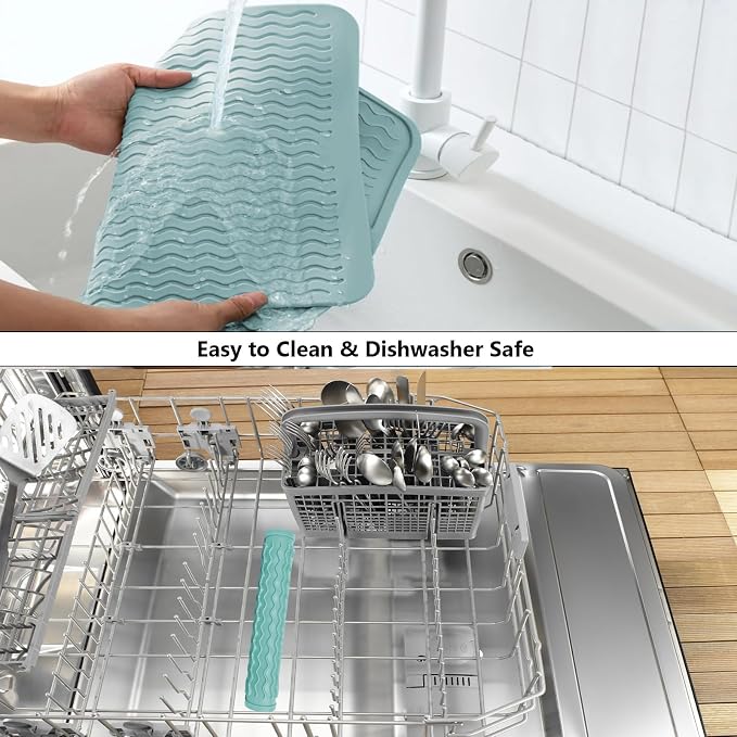 ZLR Silicone Dish Drying Mat for Kitchen Counter, Eco-Friendly Fast Dry Dish Mat - Image 8