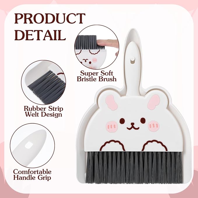 Ouligay Portable Mini Dustpan and Brush Set, Cute Small Broom and Dustpan Set - Image 5