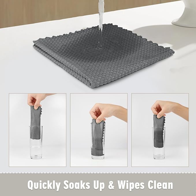 GLIMGLINT Waffle Weave Microfiber Towel, Lint Free Microfiber Cleaning Cloth - Image 4