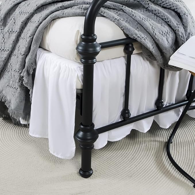 Bed Skirt Full Size Ruffled Bed Skirts with Split Corners, 12 Inch Drop Dust Ruffle Bed Skirt with Platform, White