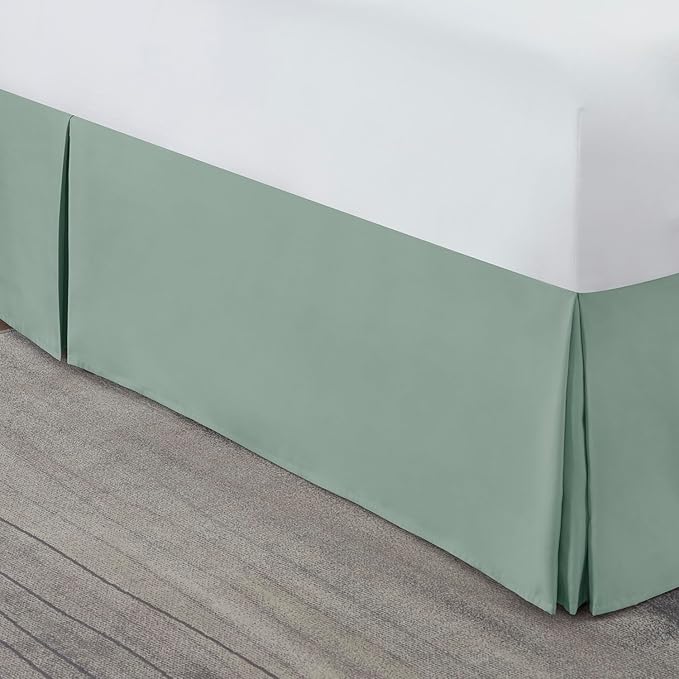 Nestl Sage Green Full XL Bed Skirt - Full XL Size Bed Skirt 14 Inch Drop - Brushed Microfiber Bed Skirts - Hotel Quality Pleated Bed Skirt - Shrinkage & Fade Resistant