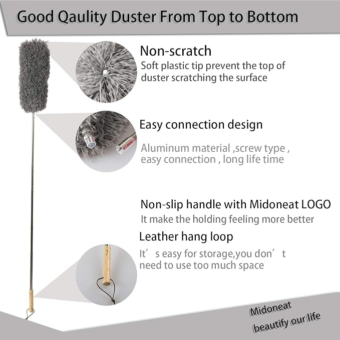 Lambswool and Microfiber Duster, Long Reach/Extendable Duster Up to 86" - Image 3