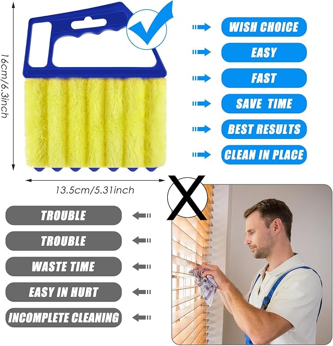 Geiserailie 2 Pcs Window Venetian Blind Cleaner Duster Tool Washable 7 Fingers - Image 2