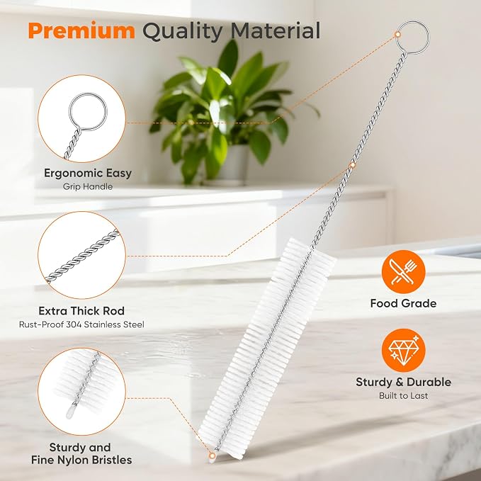 10-Packs Premium Straw Cleaner Brush in Mixed Sizes, 8IN Long Reusable - Image 3