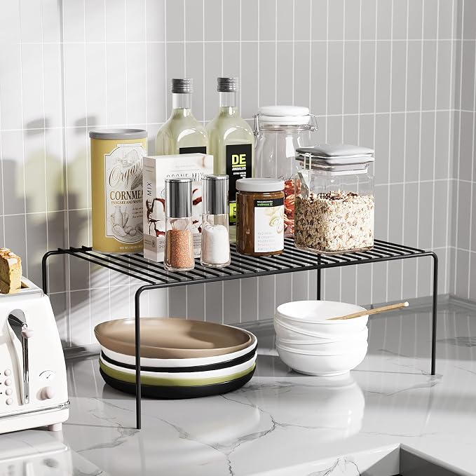 MediumBlack Cabinet Storage Shelf Rack Set of 2, Rustproof Metal Wire Kitchen - Image 2