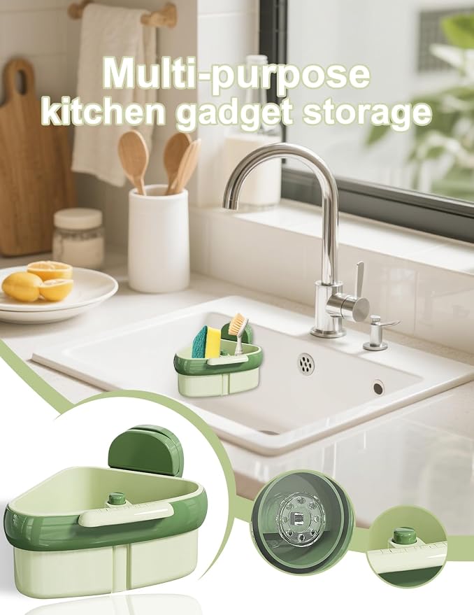 Suction Cup Sink Corner Rack Corner Sink Strainer Triangle Food Waste Catcher - Image 5