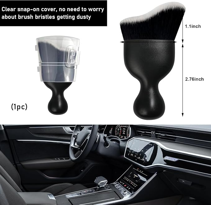 Ziciner Car Detailing Brush, Curved Soft Bristles Auto Removal Dust Collectors - Image 2