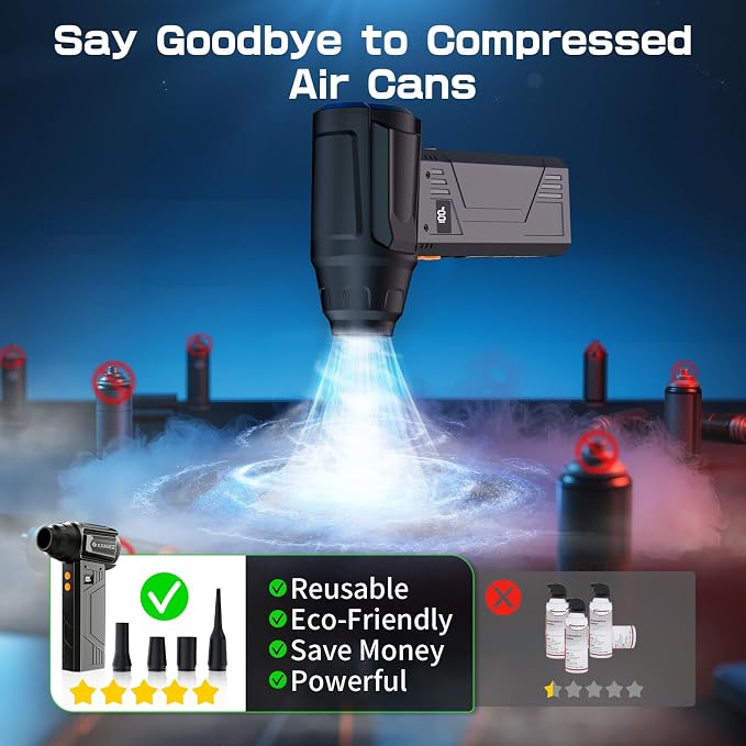 Compressed Air Duster with Flashlight, 180000RPM Electric Air Duster, 4-Gear - Image 3
