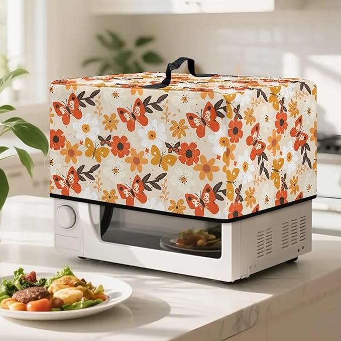 Microwave Oven Universal Dust Cover, Butterfly Waterproof Polyester Fabric Dust Cover Heat-Resistant Air Fryer Dust Cover Appliance Airfryer Dust Jacket