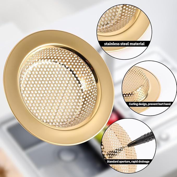 RQYEKDO Kitchen Sink Strainers Sink Stopper Kits, Stainless Steel Sink Drain - Image 4