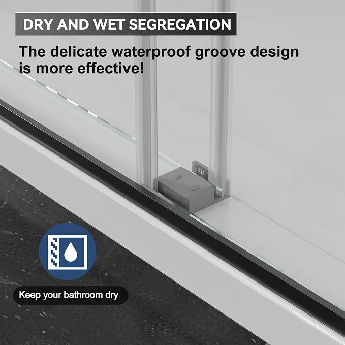 56"-60" W x 75" H Frameless Shower Door, Double Sliding Shower Door, 5/16" - Image 5