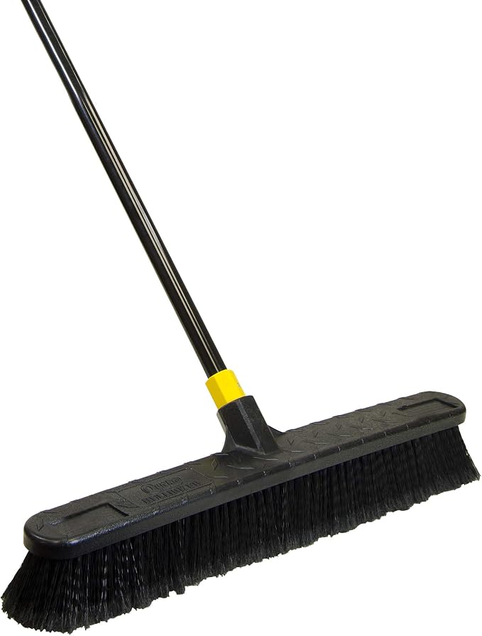 Quickie Cleaning Bulldozer 24-Inch Push Broom, 60-Inch Steel Handle, Smooth by Quickie