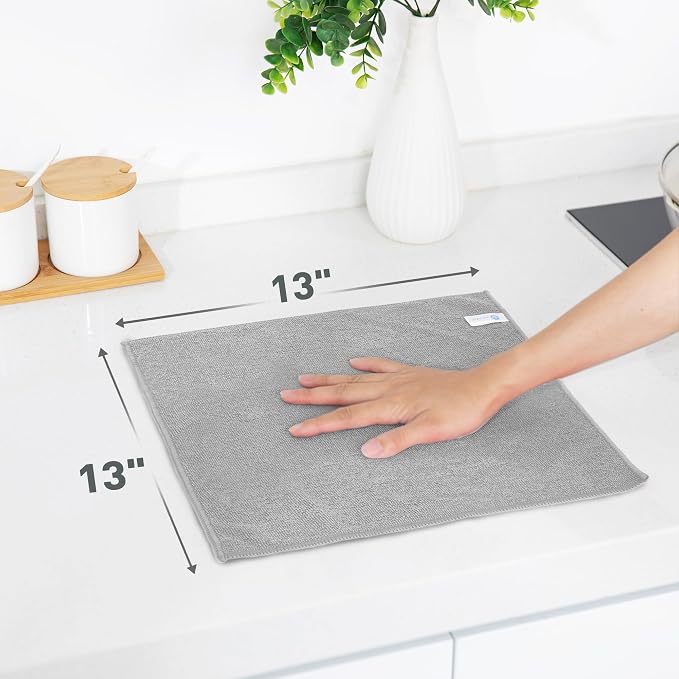 Gray Microfiber Cleaning Cloth 13"x13", Ultra Soft Absorbent Microfiber - Image 2