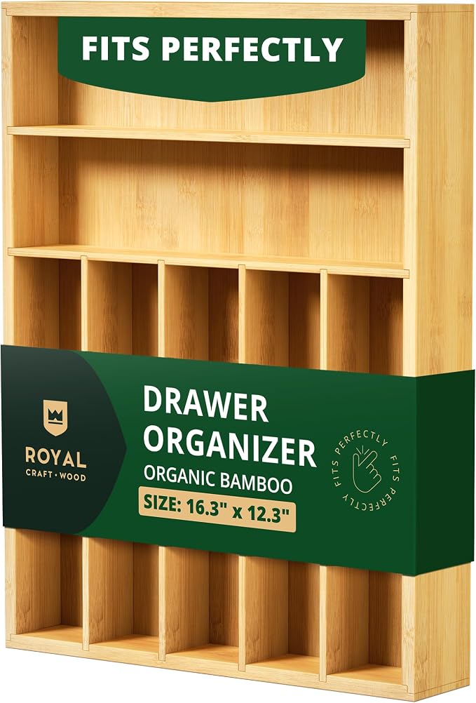 ROYAL CRAFT WOOD Luxury Bamboo Utensil Rack and Silverware Organizer, Kitchen by RoyalCraftWood