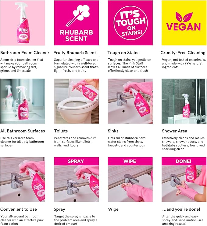 Stardrops - The Pink Stuff - Miracle Bathroom Foam Cleaner 750ml - Baths - Image 6