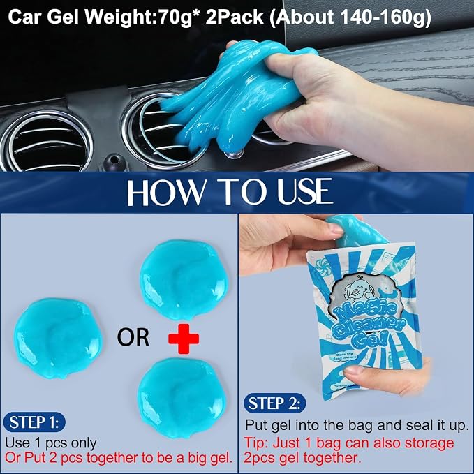 Car Interior Duster Detail Brush Cleaning Gel Kit, Soft Dash Vent Dusting Slime - Image 6