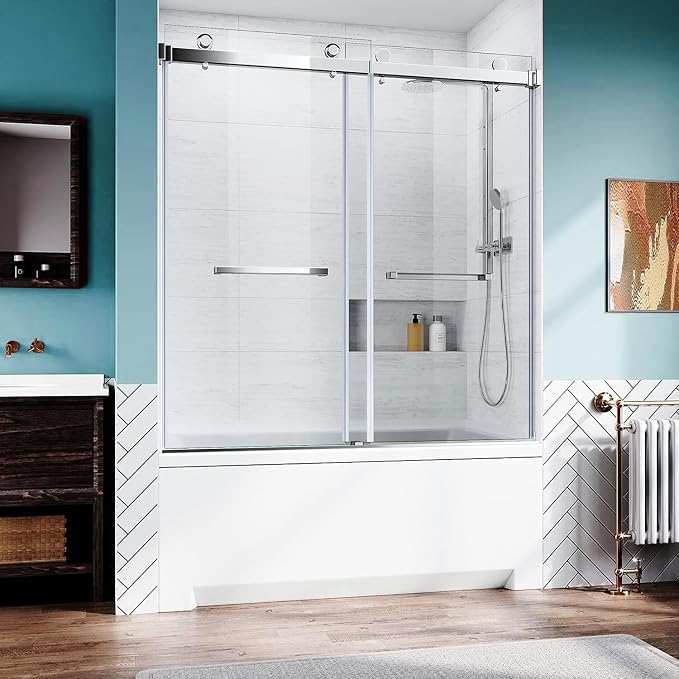 Frameless Shower Door 56-60'' W x 62'' H by Glazenclos