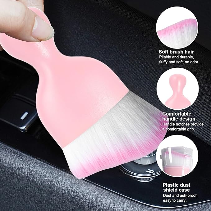 Ziciner Car Detailing Brush, Curved Soft Bristles Auto Removal Dust Collectors - Image 3